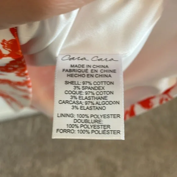 Cara Cara Belinda Dress Women’s Size 0 Mini Tomato Vintage Floral White NWT‎